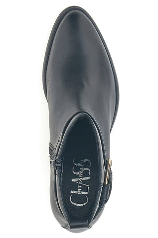 Črni usnjeni škornji z nizkim petom Pittarello Class 852160