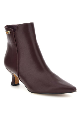 Tronchetto Bordeaux in Pelle con Logo e Tacco Kitten Mon dieu BZD200Q5
