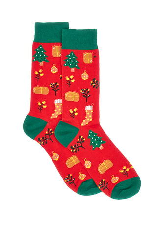 Nogavice Mid Calf Rdeče božične Crazy Socks 007