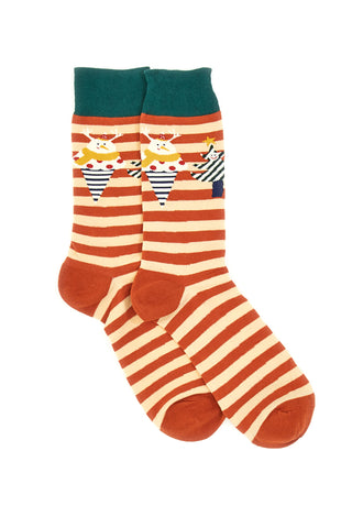 Nogavice Mid Calf Orange Christmas Crazy Socks 008