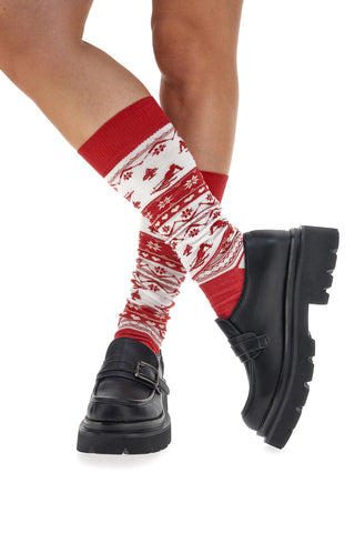 Rdeče in bele božične nogavice enotne velikosti Crazy Socks 014