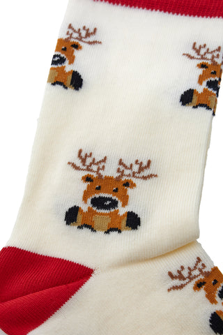 Bele nogavice z jelenčki, ena velikost, božične Crazy Socks 016