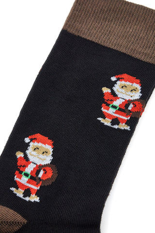 Črne nogavice z Božičkom, ena velikost, božične Crazy Socks 018