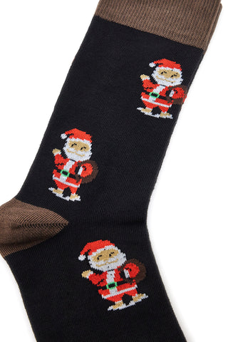 Črne nogavice z Božičkom, ena velikost, božične Crazy Socks 018