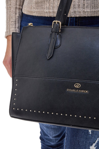 Črna torba preko ramena DOUBLE CHECK 18242-2