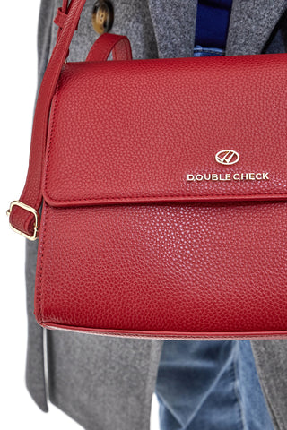 Rdeča torba z zlatimi detajli Double Check 1824C