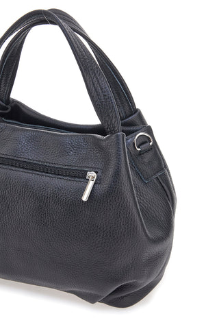 Borsa a mano nera con tracolla removibile 100% Vera Pelle NEW BAG 304