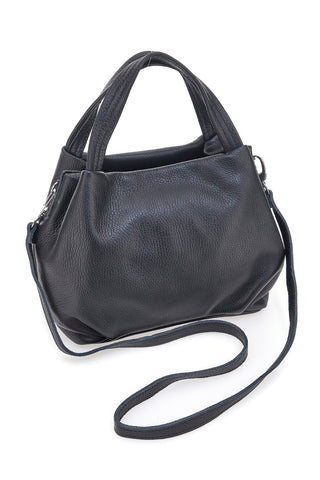 Borsa a mano nera con tracolla removibile 100% Vera Pelle NEW BAG 304