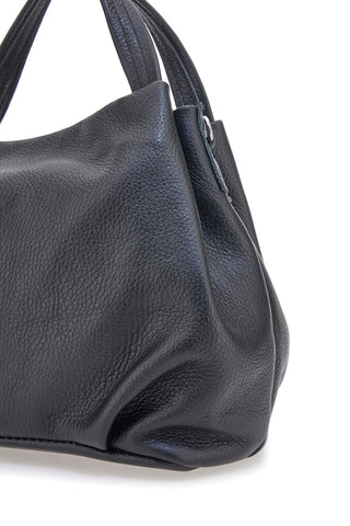 Borsa a mano nera con tracolla removibile 100% Vera Pelle NEW BAG 304