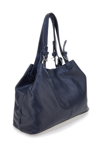 Borsa blu a spalla in vera pelle N.B. 021