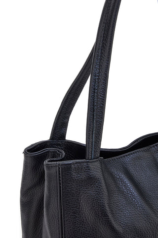 Borsa a spalla nera in vera pelle con doppio manico NEW BAG 022