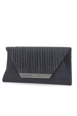 Črna torbica z bleščečim učinkom, magnetom in snemljivim ramenskim trakom COVERI COLLECTION 0149-F