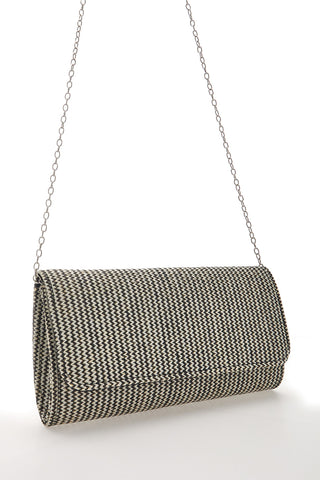 Pochette z učinkom prepletenega slame v beli in črni barvi COVERI COLLECTION 0149-H