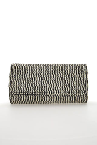 Pochette z učinkom prepletenega slame v beli in črni barvi COVERI COLLECTION 0149-H