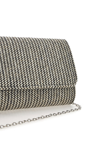 Pochette z učinkom prepletenega slame v beli in črni barvi COVERI COLLECTION 0149-H