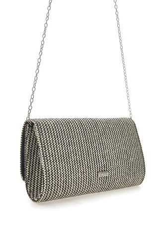 Pochette z učinkom prepletenega slame v beli in črni barvi COVERI COLLECTION 0149-H