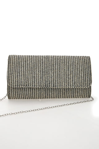 Pochette z učinkom prepletenega slame v beli in črni barvi COVERI COLLECTION 0149-H
