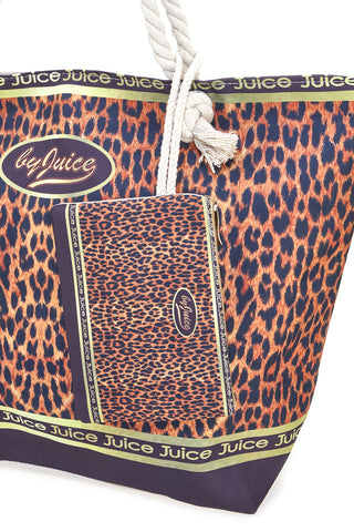 Torba za plažo z leopardjim vzorcem in vrvnatimi ročaji Juice ITACA