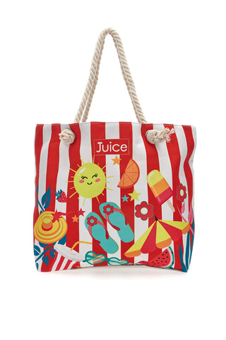 Torba za plažo z rdečo poletno potiskano torbico Juice Maiorca 0169
