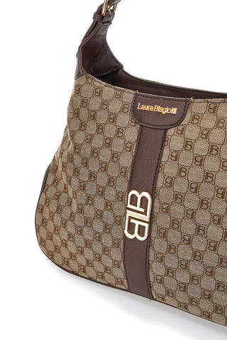 Rjava torba z logotipom in ramenskim ročajem Laura Biagiotti LB25W-255-6