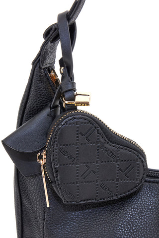 Črna torba hobo z denarnico v obliki srca Lancetti LL25W-100-3
