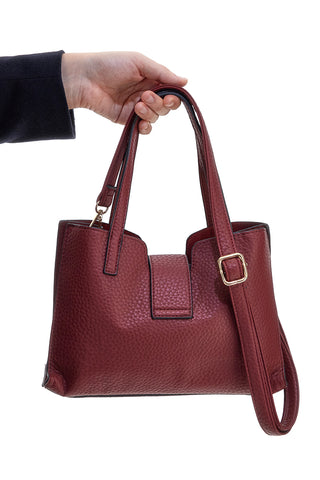 Bordeaux torba z dvojnimi ročaji in kovinskim logotipom Giulia Pieralli M-943