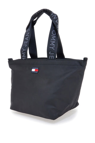 Črna mini nakupovalna torba iz tkanine z ročaji z logotipom Tommy Jeans Daily Mini Tote