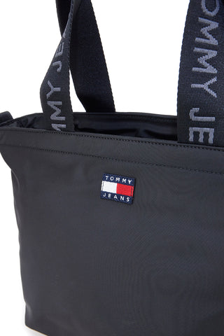 Črna mini nakupovalna torba iz tkanine z ročaji z logotipom Tommy Jeans Daily Mini Tote