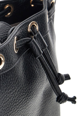 Črna vedro torba z vrvico in zlatimi detajli BA1277DOLL