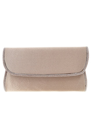 Pochette beige scuro elegante con strass e tracolla New bag SERA/3501