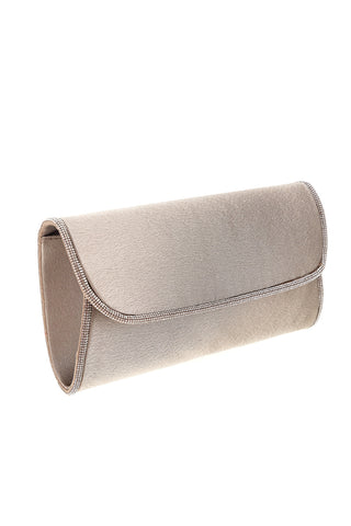 Pochette beige scuro elegante con strass e tracolla New bag SERA/3501