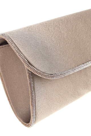 Pochette beige scuro elegante con strass e tracolla New bag SERA/3501