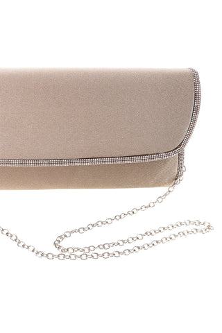 Pochette beige scuro elegante con strass e tracolla New bag SERA/3501