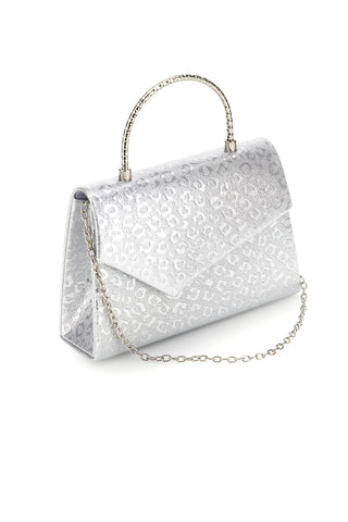 Borsa argento con texture animalier e tracolla a catena Nbg SERA/3488