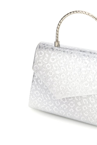 Borsa argento con texture animalier e tracolla a catena Nbg SERA/3488
