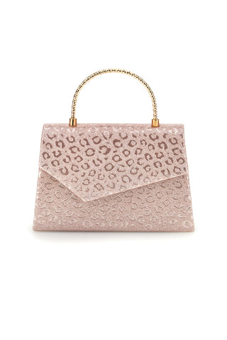 Borsa rosa con texture animalier e manico a catena Nbg SERA/3488