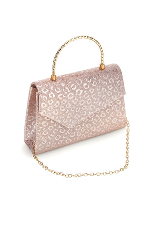 Borsa rosa con texture animalier e manico a catena Nbg SERA/3488