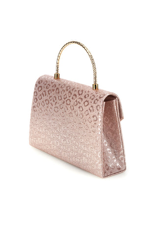 Borsa rosa con texture animalier e manico a catena Nbg SERA/3488