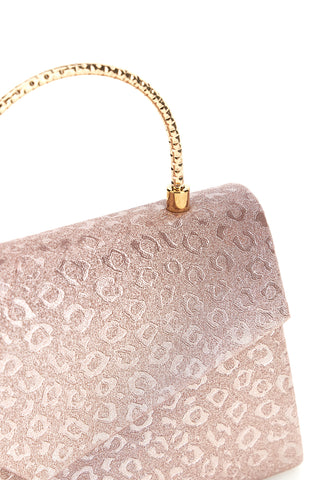 Borsa rosa con texture animalier e manico a catena Nbg SERA/3488