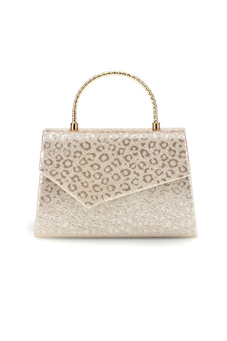 Borsa oro con texture animalier e tracolla a catenella Nbg SERA/3488