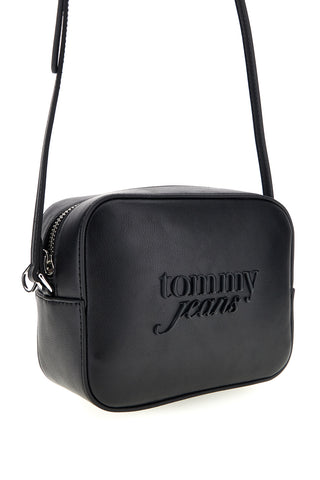 Črna ramenska torba z reliefnim logotipom Tommy Jeans 18451