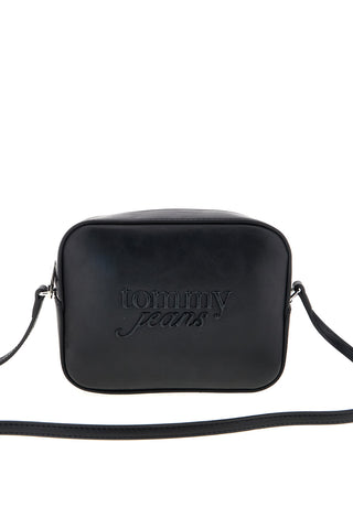 Črna ramenska torba z reliefnim logotipom Tommy Jeans 18451