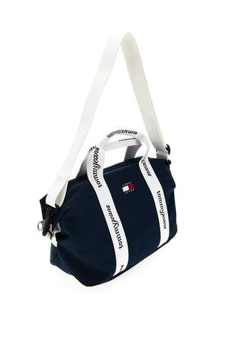 Modra torbica iz blaga s trakovi z logotipom Tommy Jeans 18460