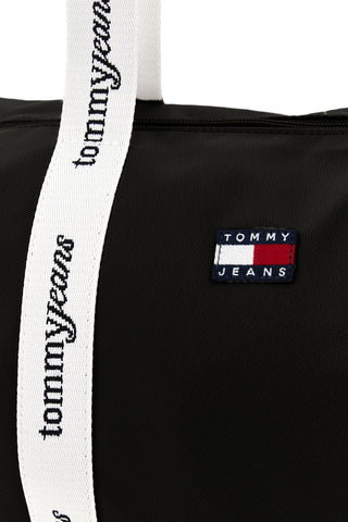 Torba za plažo iz črne tkanine z ročaji z logotipom Tommy Jeans 18461