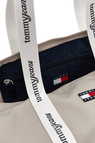 Bež Torba za plažo iz blaga z ročaji z logotipom Tommy Jeans 18461