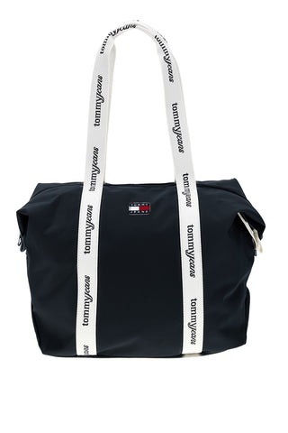 Modra plažna torba iz blaga z ročaji z logotipom Tommy Jeans 18461