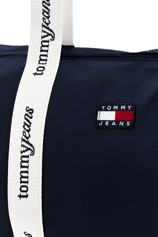 Modra plažna torba iz blaga z ročaji z logotipom Tommy Jeans 18461