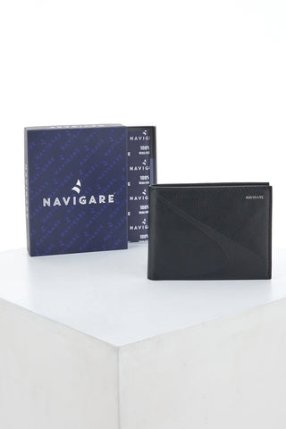 Črna denarnica Slim Iz pravega usnja Navigare PF-840