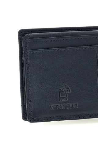 Mornarsko modra usnjena denarnica z logotipom Enrico coveri EC26S-762-44