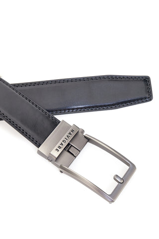 Cintura nera in pelle con fibbia in metallo Navigare A3878-35